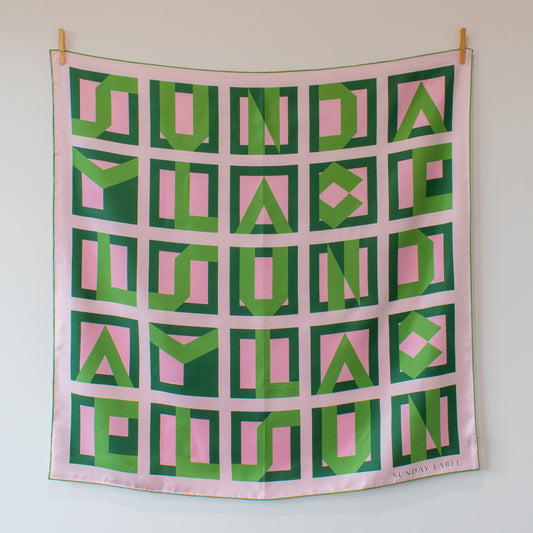 Sunday Label Silk Scarf - Franklin Green