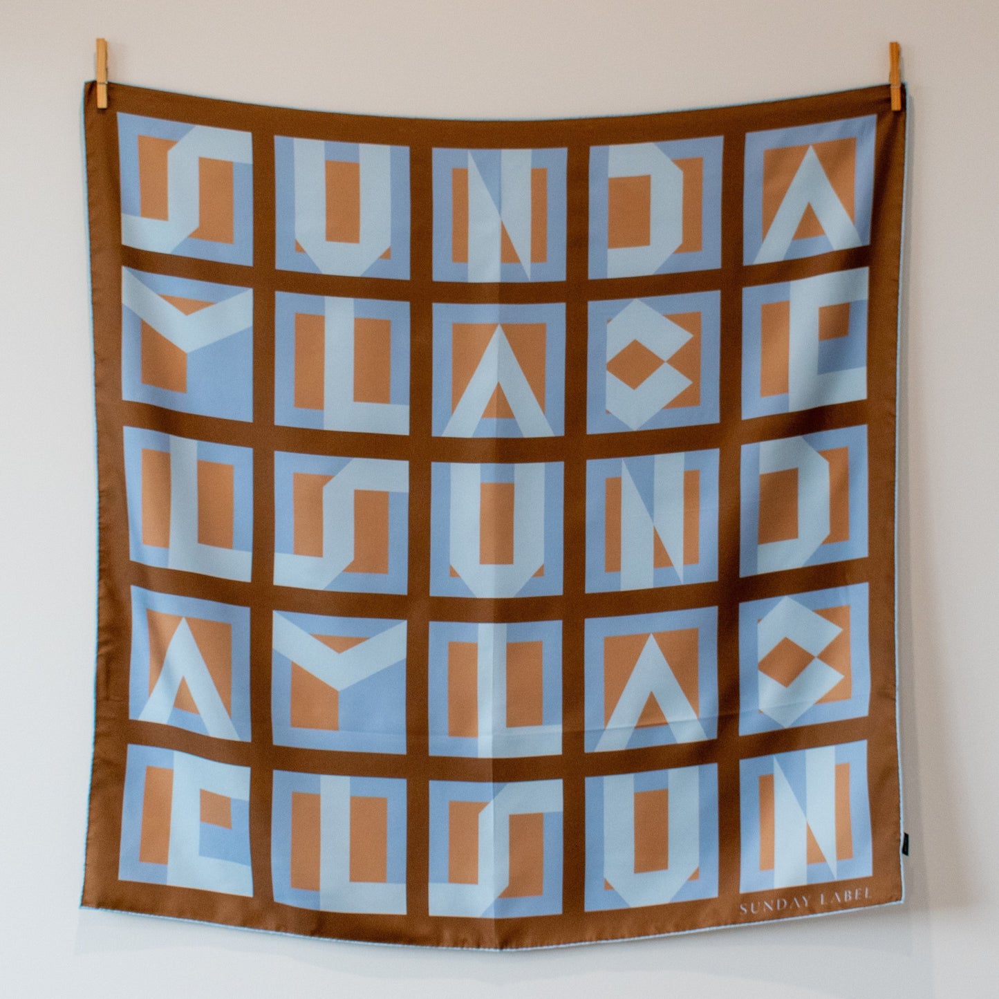 Sunday Label Silk Scarf - Franklin Blue