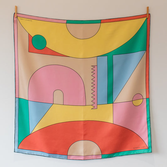Sunday Label Silk Scarf - Seattle Spring