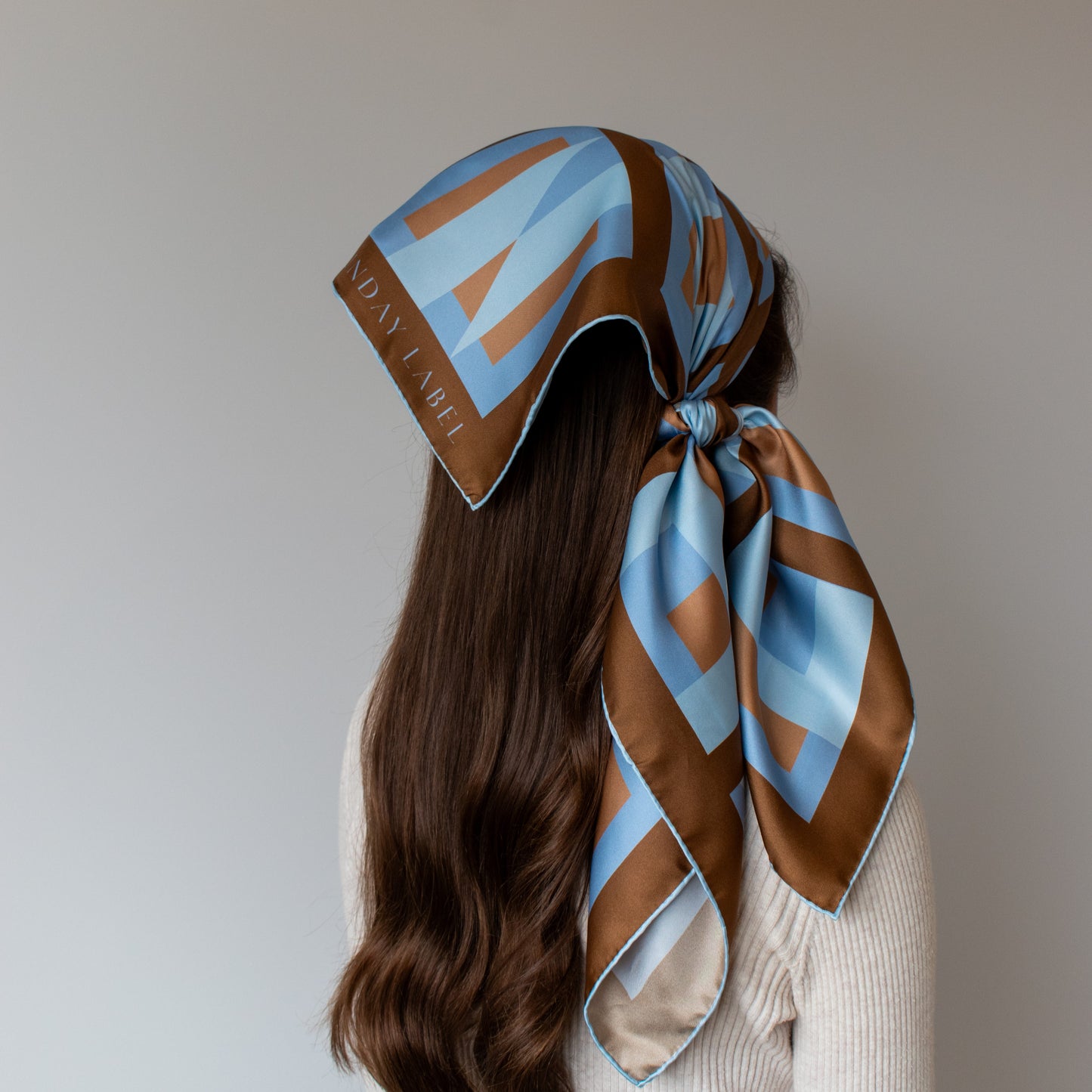 Sunday Label Silk Scarf - Franklin Blue