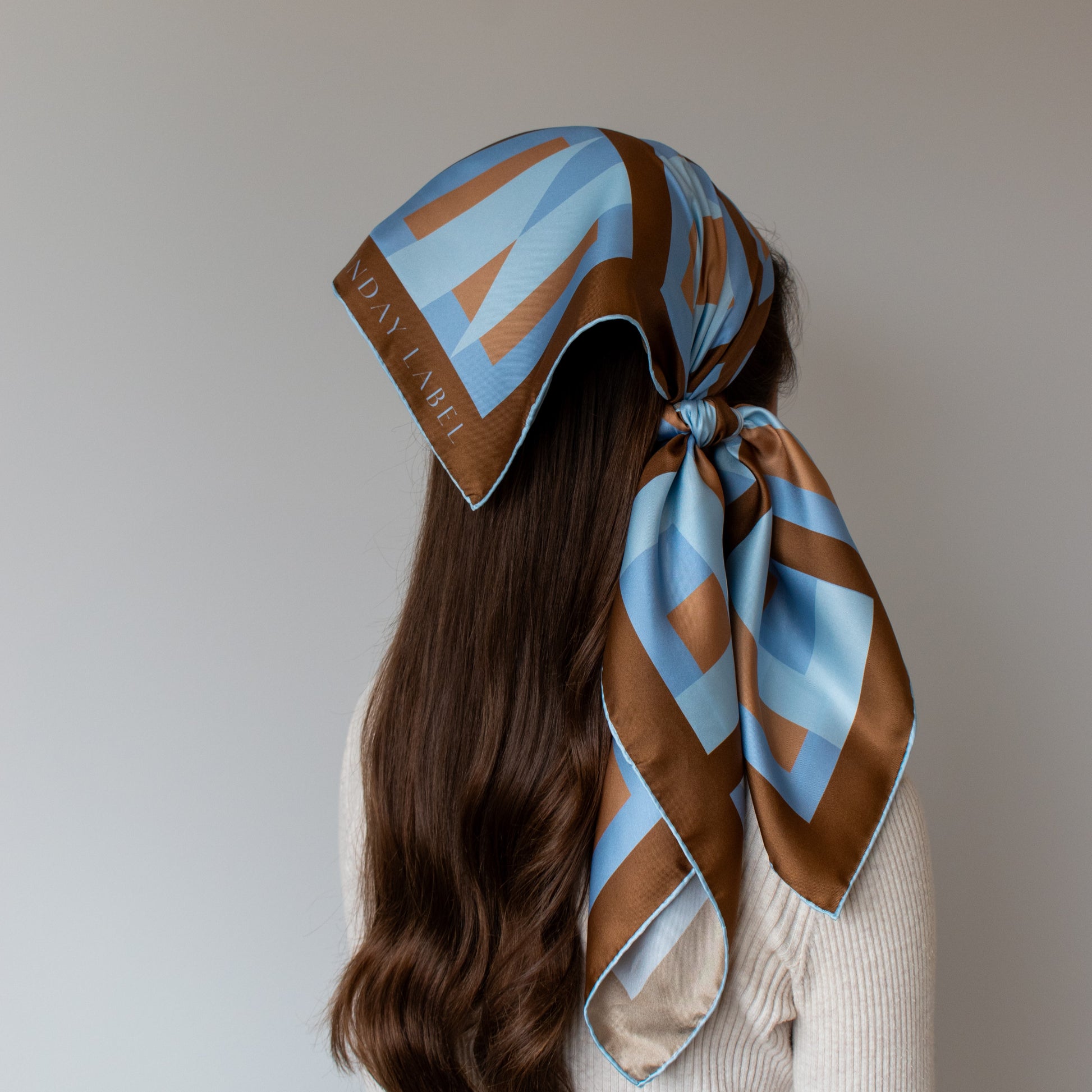 Sunday Label Silk Scarf - Franklin Blue