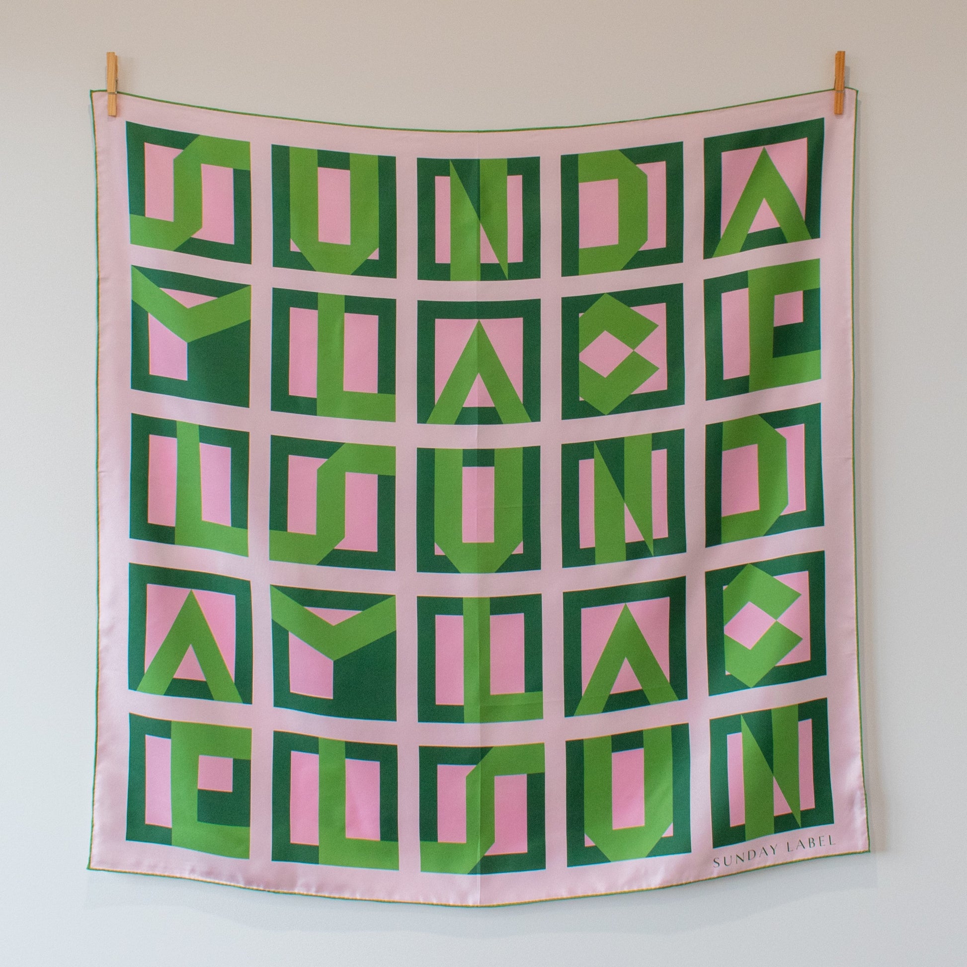 Sunday Label Silk Scarf - Franklin Green