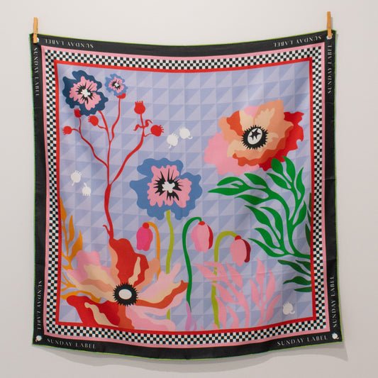 Sunday Label Silk Scarf - Michigan Bold