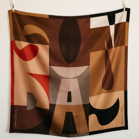 Sunday Label Silk Scarf - Shirley Neutrals - 90cm silk square scarf